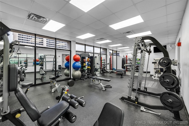 410 W 7th St Unit 1122, Tulsa, OK 74119 - workout area with a paneled ceiling