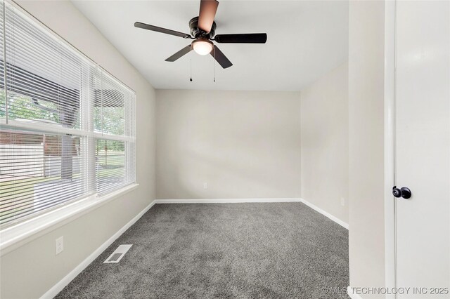 11607 E 24th St, Tulsa, OK 74129 - spare room with carpet floors, baseboards, and a ceiling fan