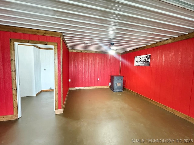 15588 N Sunset Valley Rd, Hulbert, OK 74441 - finished below grade area featuring a wood stove