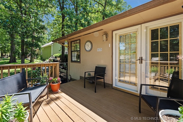 62820 E 312th Rd, Grove, OK 74344 - wooden terrace featuring french doors