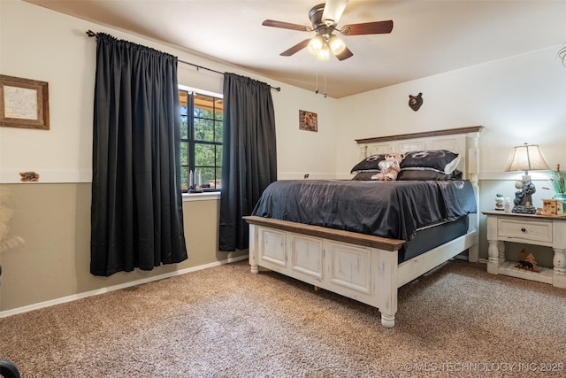 62820 E 312th Rd, Grove, OK 74344 - bedroom with light colored carpet, ceiling fan, and baseboards