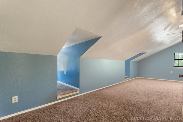 62820 E 312th Rd, Grove, OK 74344 - bonus room with lofted ceiling, carpet flooring, a textured ceiling, and baseboards