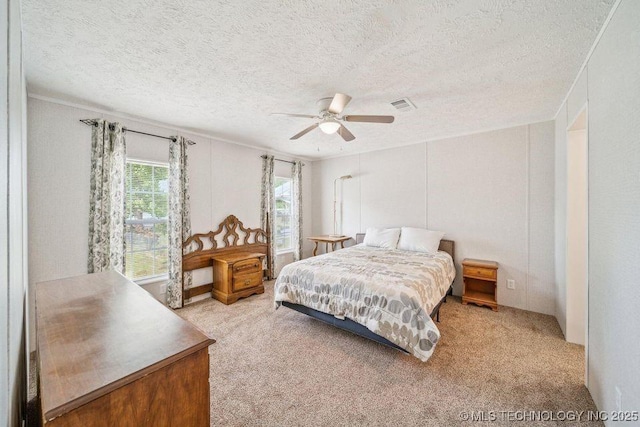 150 Private Road 121, Eucha, OK 74342 - carpeted bedroom with a ceiling fan and a textured ceiling
