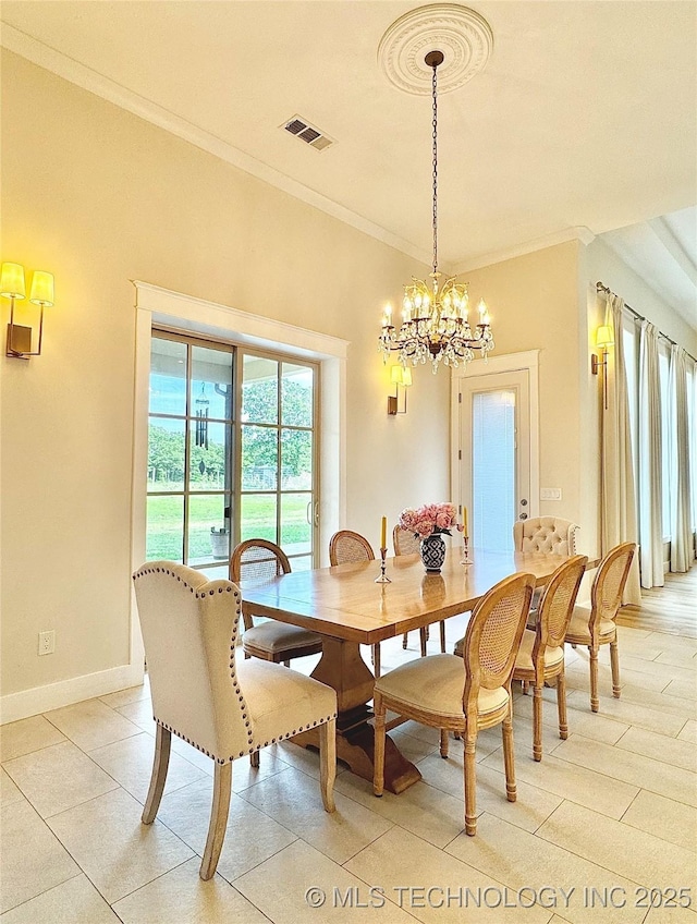 20115 W 111th St S, Sapulpa, OK 74066 - dining room with a chandelier, crown molding, and baseboards