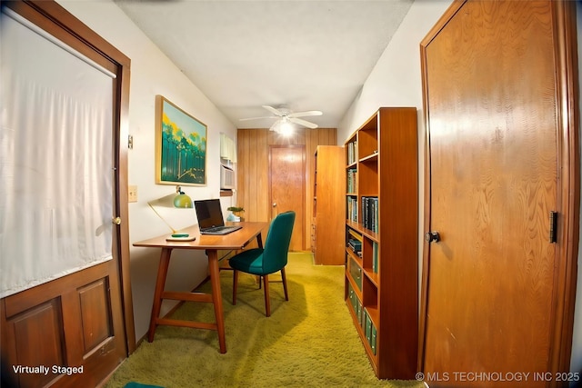 73645 Cyclone Cir, Wagoner, OK 74467 - office area with light colored carpet and ceiling fan