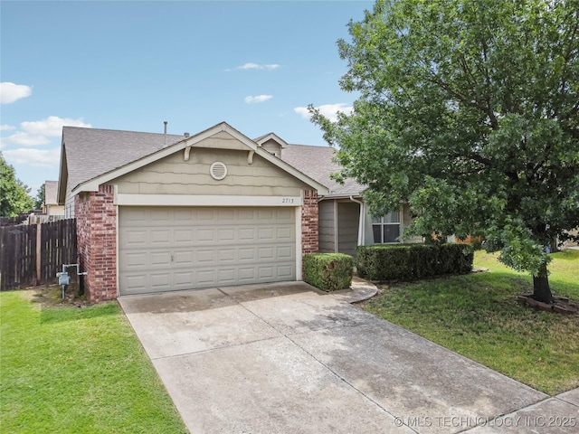 2713 N 20th St, Broken Arrow, OK 74012 - view of front of property with a garage, concrete driveway, roof with shingles, and brick siding