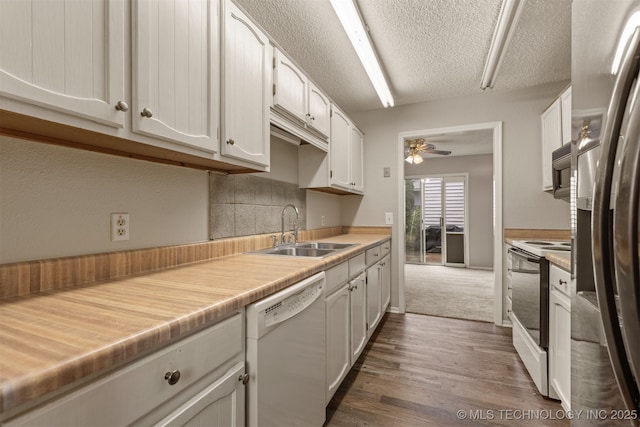 4012 S Cedar Ave, Broken Arrow, OK 74011 - kitchen with dishwasher, stainless steel fridge with ice dispenser, a sink, range with electric stovetop, and ceiling fan