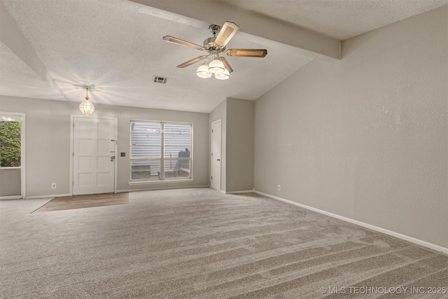 4012 S Cedar Ave, Broken Arrow, OK 74011 - spare room with carpet floors, a textured ceiling, baseboards, and a ceiling fan