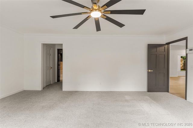 7802 S Joplin Ave, Tulsa, OK 74136 - unfurnished room featuring crown molding, carpet floors, ceiling fan, and baseboards