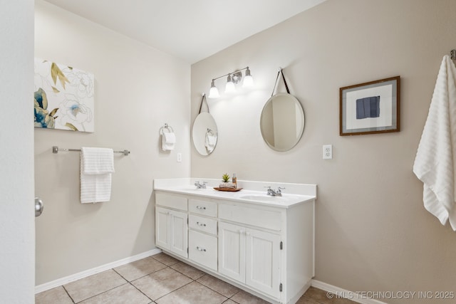 12326 S Cedar Ave, Jenks, OK 74037 - full bathroom featuring tile patterned flooring, double vanity, and baseboards