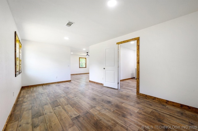 984 Ridgepoint, Fort Towson, OK 74735 - spare room with hardwood / wood-style floors, recessed lighting, baseboards, and a ceiling fan