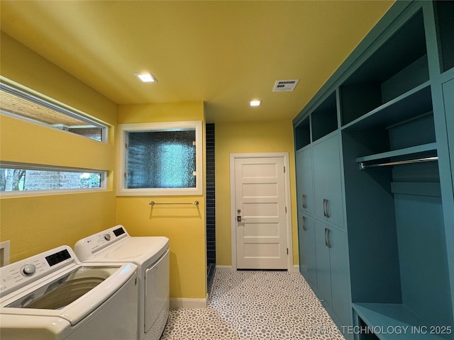 659 Sleepy Hollow Ln, Cleveland, OK 74020 - laundry room with washing machine and dryer, recessed lighting, and baseboards