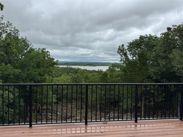 659 Sleepy Hollow Ln, Cleveland, OK 74020 - balcony featuring a water view and a forest view