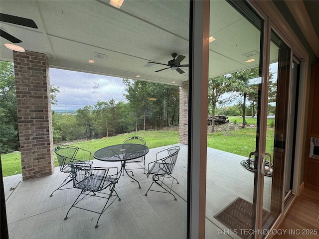 659 Sleepy Hollow Ln, Cleveland, OK 74020 - view of patio / terrace featuring ceiling fan and outdoor dining area