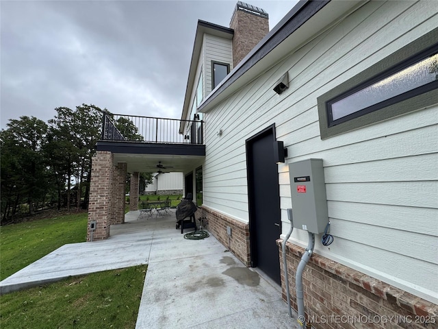 659 Sleepy Hollow Ln, Cleveland, OK 74020 - view of patio / terrace with a balcony and a ceiling fan