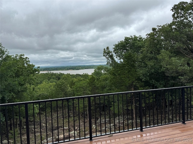 659 Sleepy Hollow Ln, Cleveland, OK 74020 - wooden terrace featuring a water view and a view of trees
