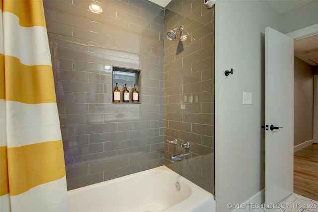 5132 S Atlanta Ave, Tulsa, OK 74105 - full bathroom with shower / tub combo with curtain and baseboards