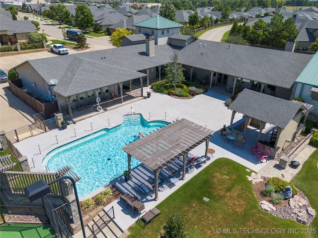 1228 W 85th Ct S, Tulsa, OK 74132 - community pool featuring a gazebo, a residential view, and a patio