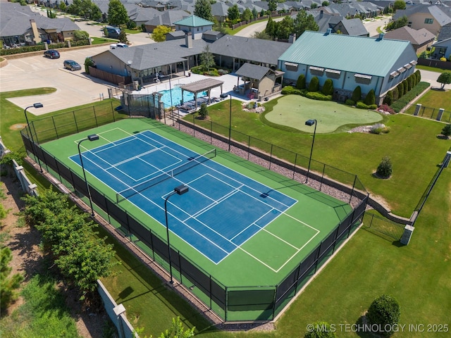 1228 W 85th Ct S, Tulsa, OK 74132 - aerial perspective of suburban area featuring a pool area