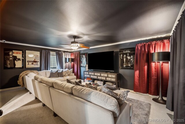 6317 E 110th St, Tulsa, OK 74137 - carpeted living area featuring ceiling fan