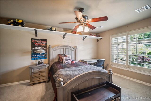 6317 E 110th St, Tulsa, OK 74137 - bedroom featuring carpet flooring, baseboards, and ceiling fan