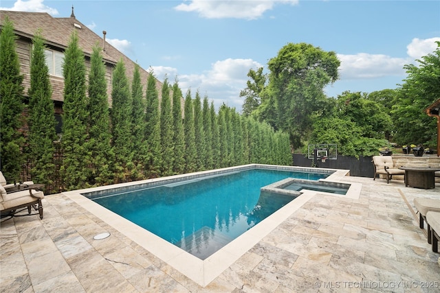 6317 E 110th St, Tulsa, OK 74137 - view of pool featuring a patio area and a pool with connected hot tub