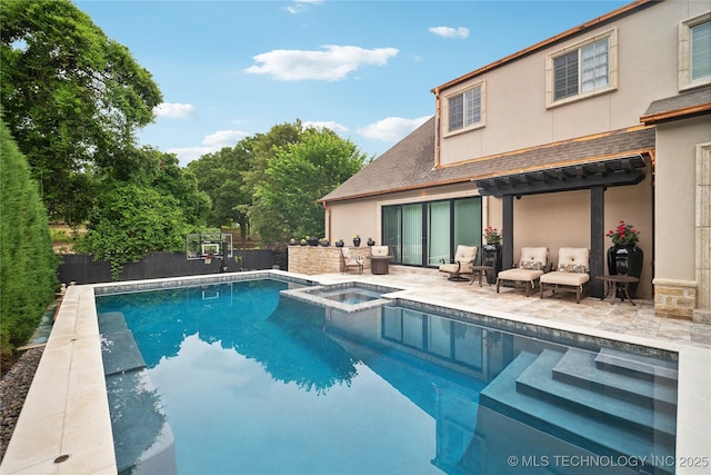 6317 E 110th St, Tulsa, OK 74137 - view of swimming pool featuring a patio area and a pool with connected hot tub