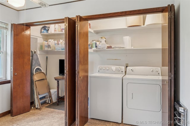 405 Dom Giaudrone, Mcalester, OK 74501 - washroom with independent washer and dryer and ceiling fan
