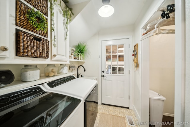 719 W Teel Rd, Sapulpa, OK 74066 - washroom with cabinet space, washer and dryer, and baseboards
