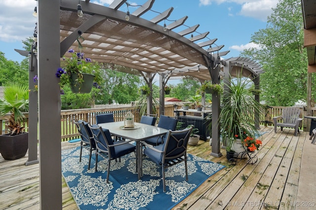 719 W Teel Rd, Sapulpa, OK 74066 - wooden terrace with outdoor dining space and a pergola