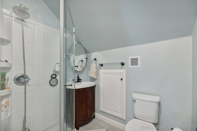 4104 S Owasso Ave, Tulsa, OK 74105 - full bath featuring a shower stall, vanity, toilet, and tile patterned flooring
