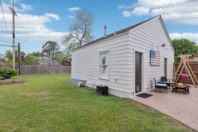 4104 S Owasso Ave, Tulsa, OK 74105 - rear view of house with a fire pit and a patio