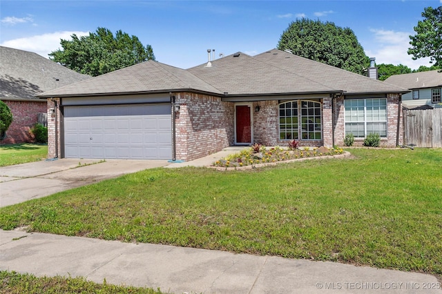 1309 N Willow Ave, Broken Arrow, OK 74012 - ranch-style home featuring brick siding, an attached garage, concrete driveway, and a shingled roof