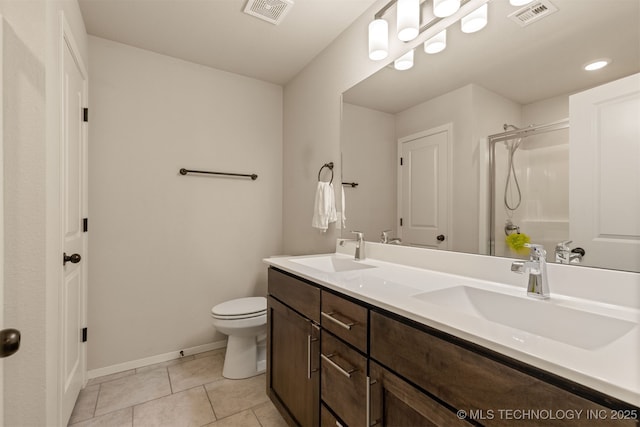 7506 E 87th Pl, Owasso, OK 74055 - full bath with double vanity, tile patterned floors, and a shower