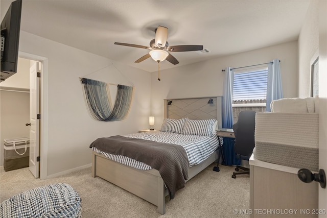 7506 E 87th Pl, Owasso, OK 74055 - bedroom featuring light carpet and ceiling fan