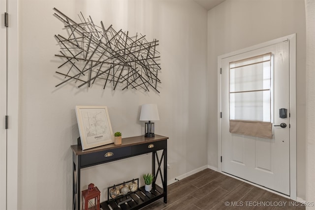 7506 E 87th Pl, Owasso, OK 74055 - entrance foyer with dark wood-type flooring and baseboards