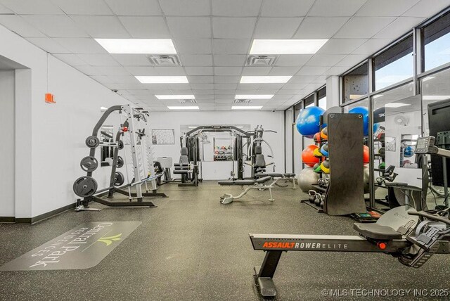 450 W 7th St Unit 1101, Tulsa, OK 74119 - workout area with a drop ceiling