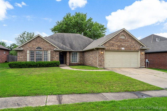 4309 W College St, Broken Arrow, OK 74012 - view of front facade with a garage, brick siding, and a front yard
