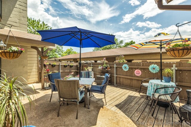 6356 S 80th E Ave Unit 25C, Tulsa, OK 74133 - wooden terrace featuring outdoor dining space