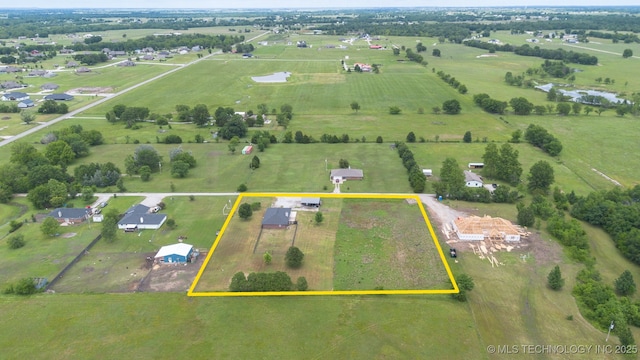 3160 E 406th Rd, Oologah, OK 74053 - overview of rural landscape featuring property parcel outlined