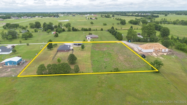 3160 E 406th Rd, Oologah, OK 74053 - aerial view of sparsely populated area featuring property parcel outlined and a pastoral area