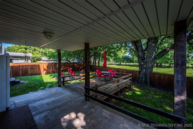 302 E Allen, Davis, OK 73030 - wooden deck with outdoor dining area