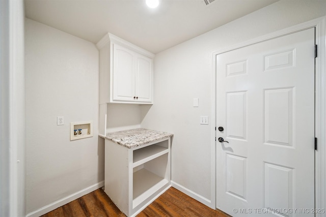 7408 S 94th Ave E, Tulsa, OK 74133 - laundry area with washer hookup, dark wood finished floors, and baseboards