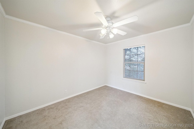 7408 S 94th Ave E, Tulsa, OK 74133 - empty room with carpet floors, crown molding, baseboards, and a ceiling fan