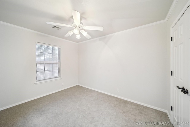 7408 S 94th Ave E, Tulsa, OK 74133 - unfurnished room featuring ornamental molding, carpet, a ceiling fan, and baseboards