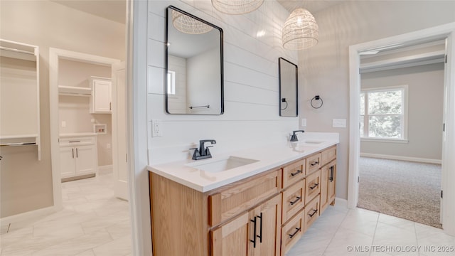 13801 N 54th E Ave, Collinsville, OK 74021 - full bath with double vanity, baseboards, and marble finish flooring
