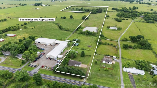 768 E Main St, Adair, OK 74330 - aerial overview of property's location featuring property parcel outlined, rural landscape, and agricultural land