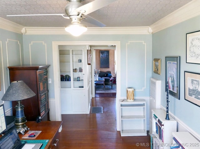 640 W 14th St, Tulsa, OK 74127 - interior space featuring ornamental molding, wood finished floors, and an ornate ceiling