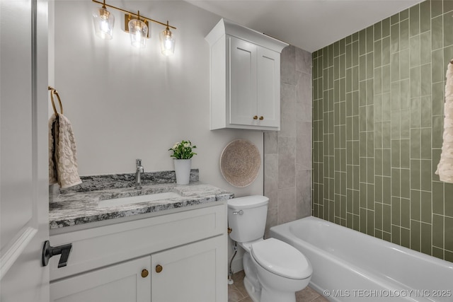 4127 S Cincinnati Ave, Tulsa, OK 74105 - bathroom featuring toilet, vanity, and tub / shower combination
