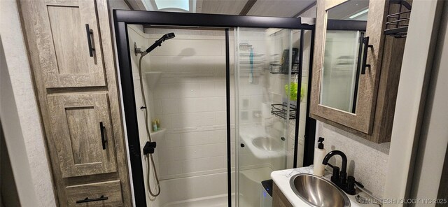 140 Last Resort Rd, Stigler, OK 74462 - bathroom with a shower stall and vanity